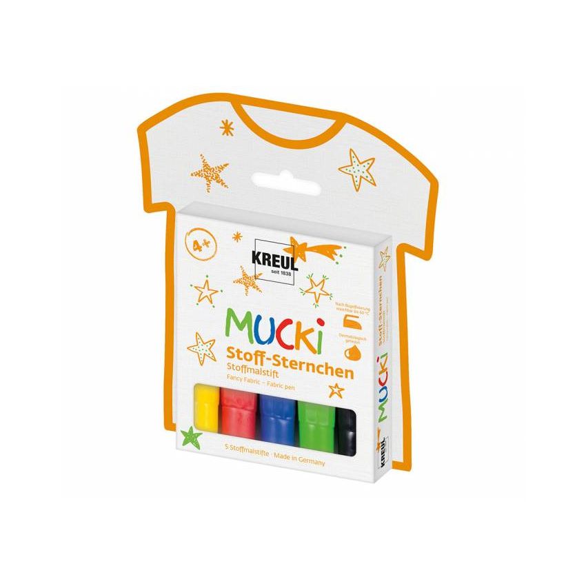 KREUL - MUCKI Stoff-Sternchen Stoffmalstift 5er Set