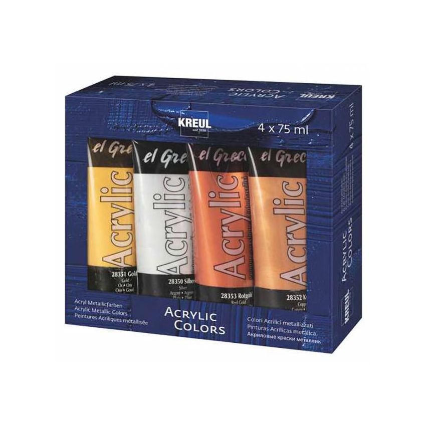 KREUL - Acrylfarbe el Greco Acrylic Metallic, 75 ml, 4er-Set