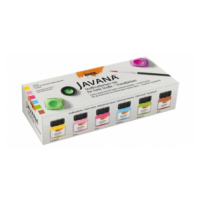 KREUL - Javana Stoffmalfarben für helle Stoffe Set Trendfarben 6 x 20 ml