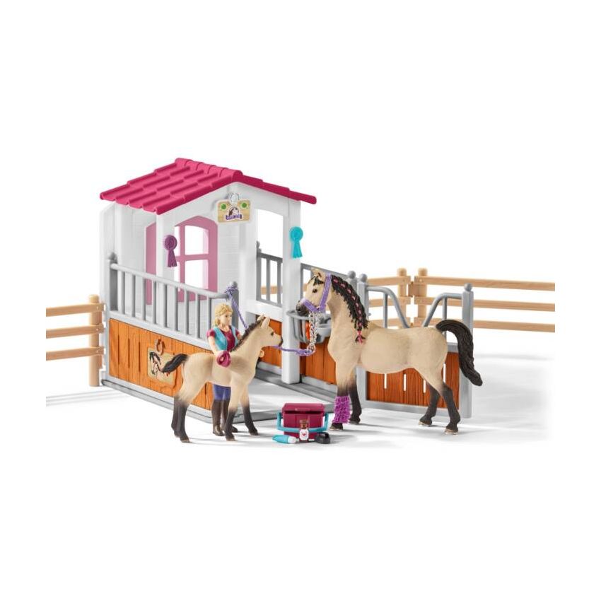 Schleich 42369 Horse Club - Pferdebox mit Arabern und Pferdepflegerin