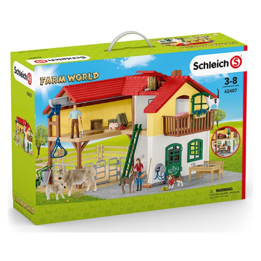 Schleich 42407 Farm World - Bauernhaus mit Stall und Tieren