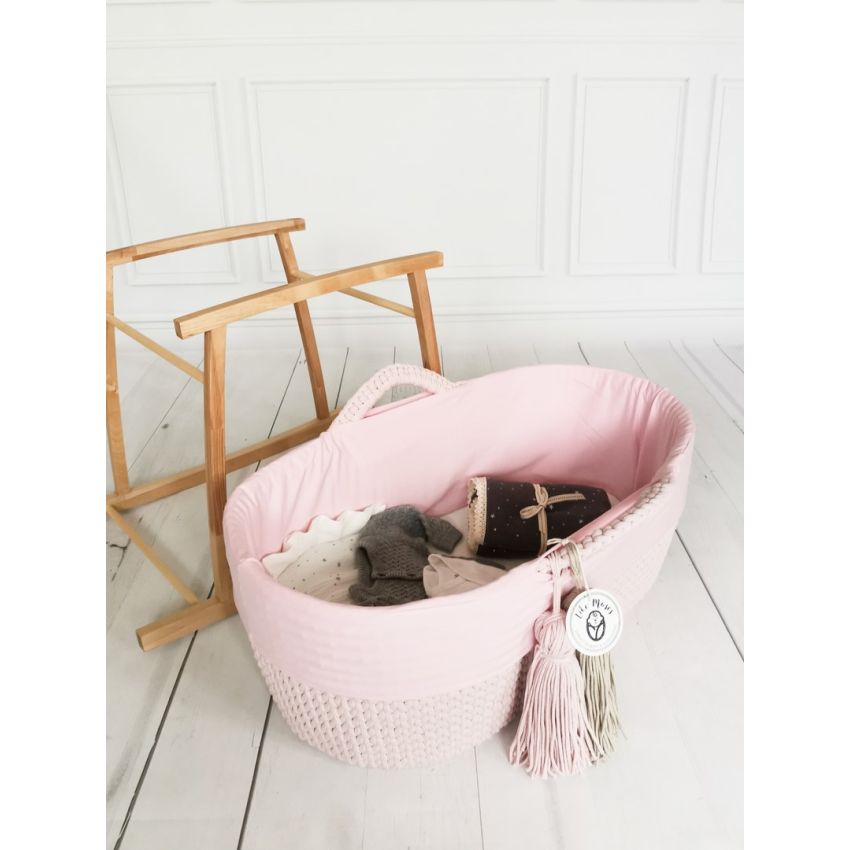 Like Moses - Moseskorb Hellrosa mit Creme Gold Sternchen Bettwäsche