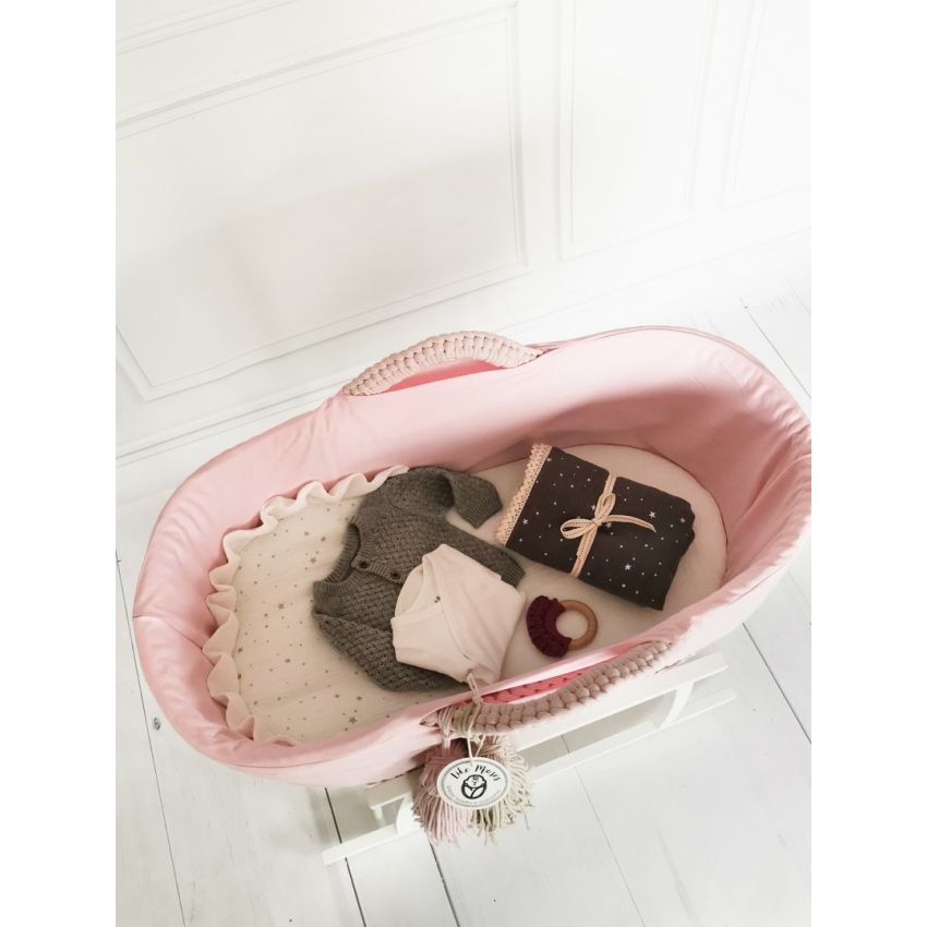 Like Moses - Moseskorb Hellrosa mit Creme Gold Sternchen Bettwäsche