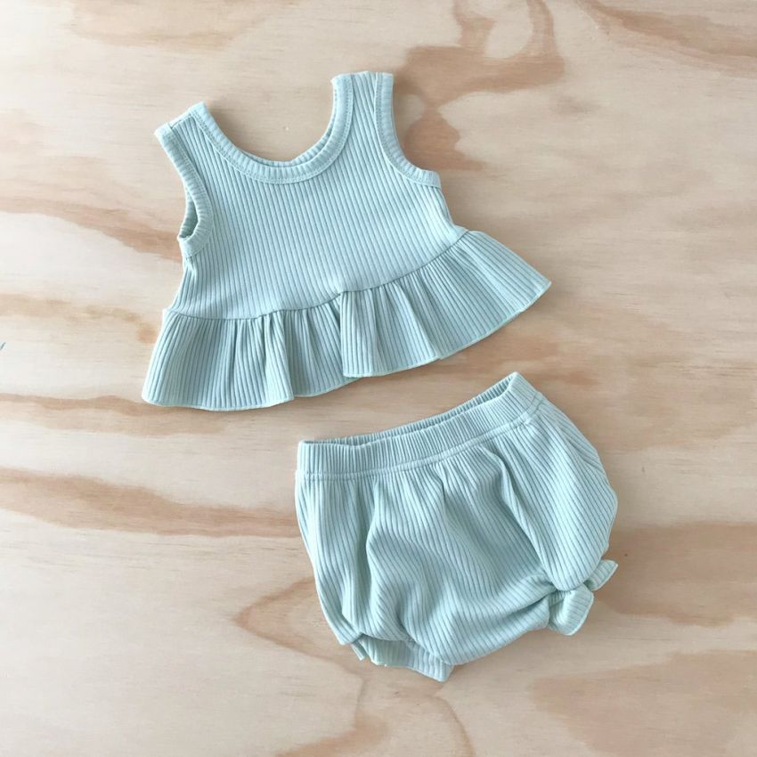 bel&bow - Ribbed little Peplum Set Mint