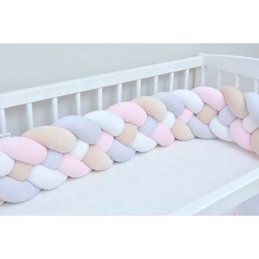 Sparrow - Bettschlange extrabreit grau - weiss - beige - babypink