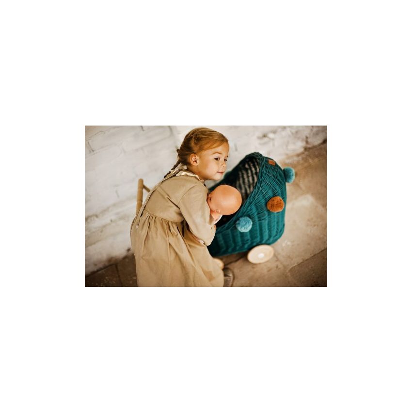 Lilu - Puppenwagen Petrol mit Pommel