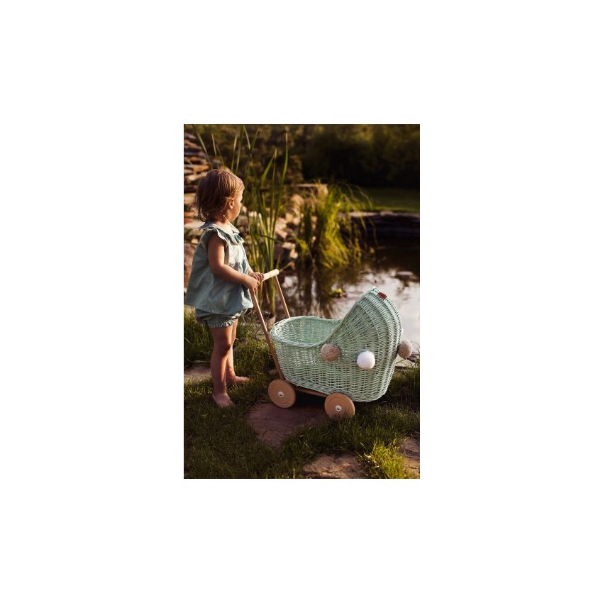 Lilu - Puppenwagen Dirty mint mit Pommel