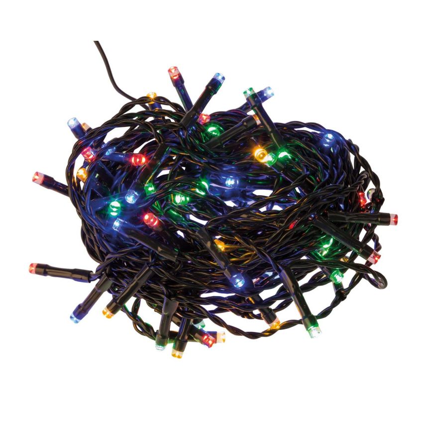 Idena - LED Lichterkette für innen und außen, 80er buntes Licht