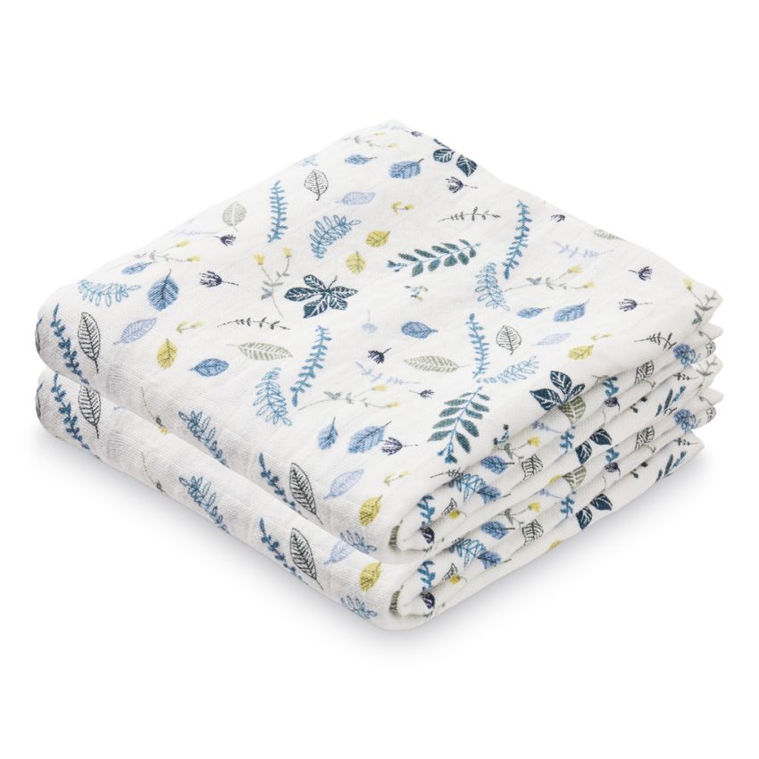 Cam Cam Copenhagen Muslin 2er Set Pressed Leaves Blue