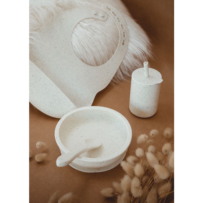 Mrs Ertha - Silikon Lätzchen Weiss Speckle