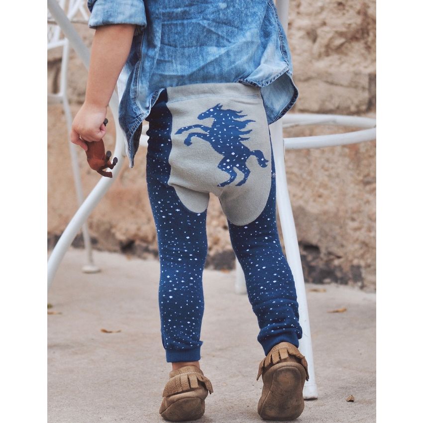 Doodle Pants - Leggings Pferd Grau Blau