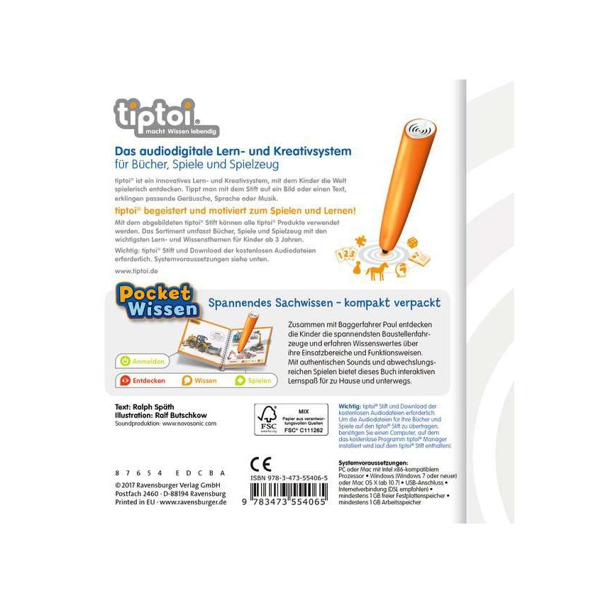 Ravensburger tiptoi® - Baustellen-Fahrzeuge (ohne Stift)