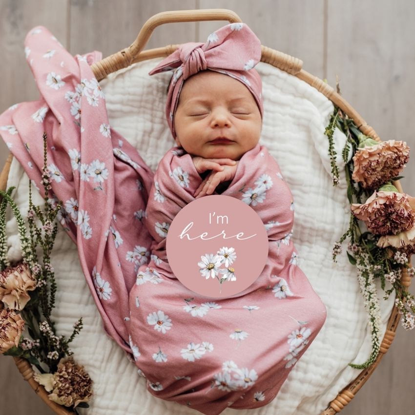 Snuggle Hunny - Swaddledecke Daisy mit Stirnband