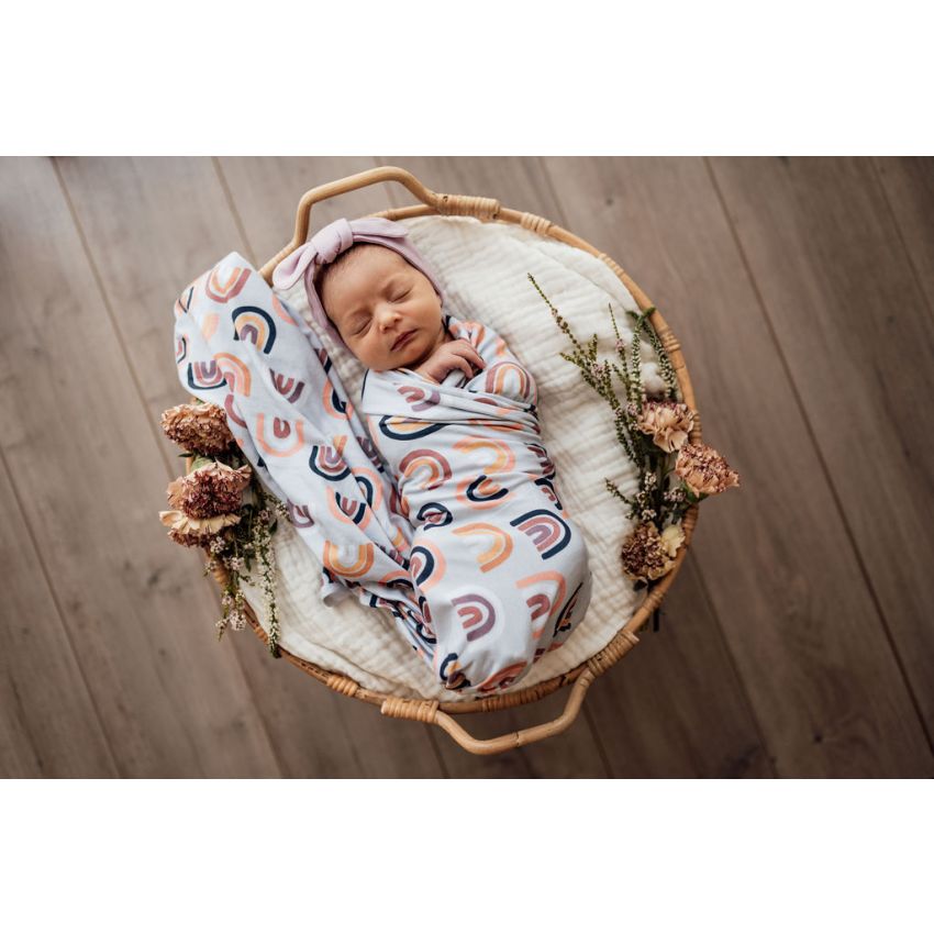 Snuggle Hunny - Swaddledecke Sunset Rainbow mit Beanie