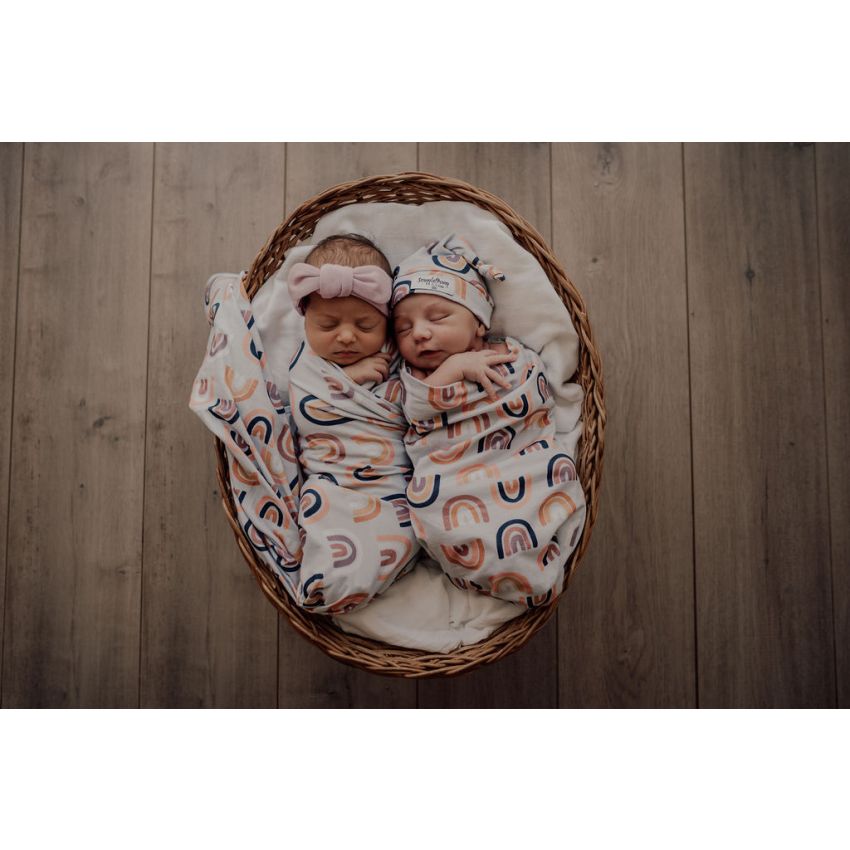 Snuggle Hunny - Swaddledecke Sunset Rainbow mit Beanie
