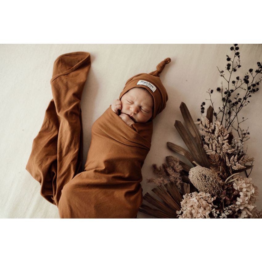 Snuggle Hunny - Swaddledecke Bronze mit Beanie