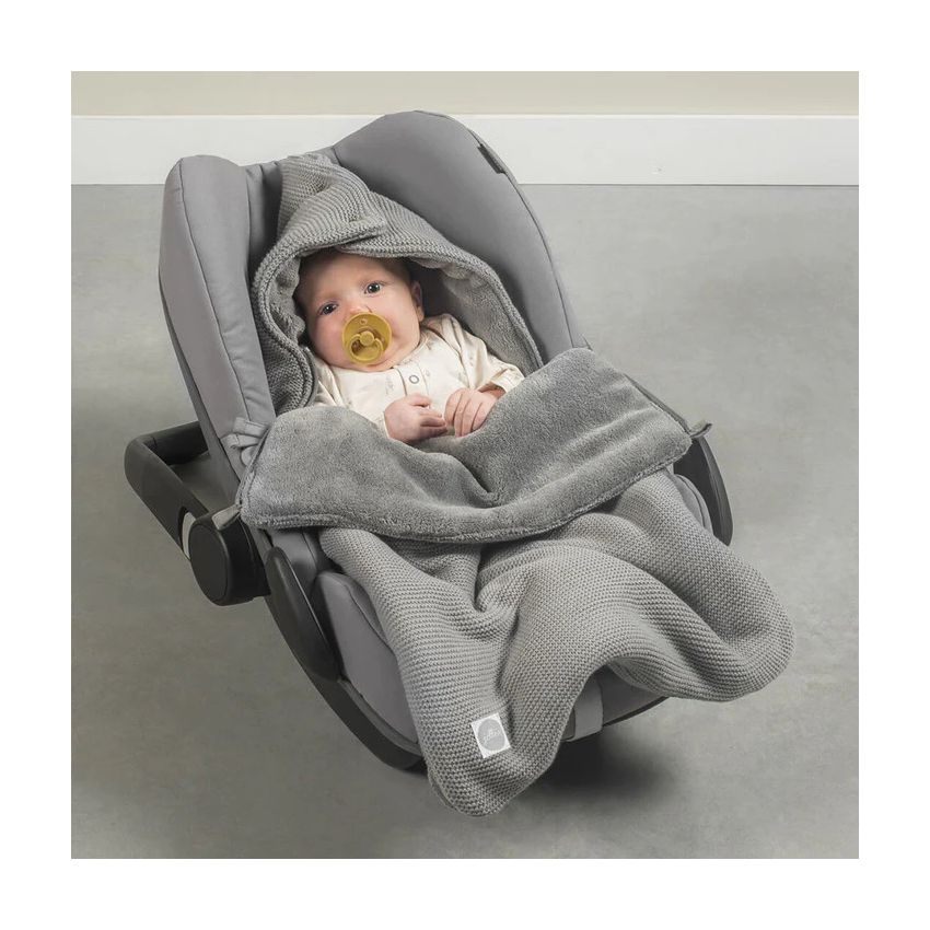 Jollein - Autoschale Fusssack Strickoptik Stone Grey