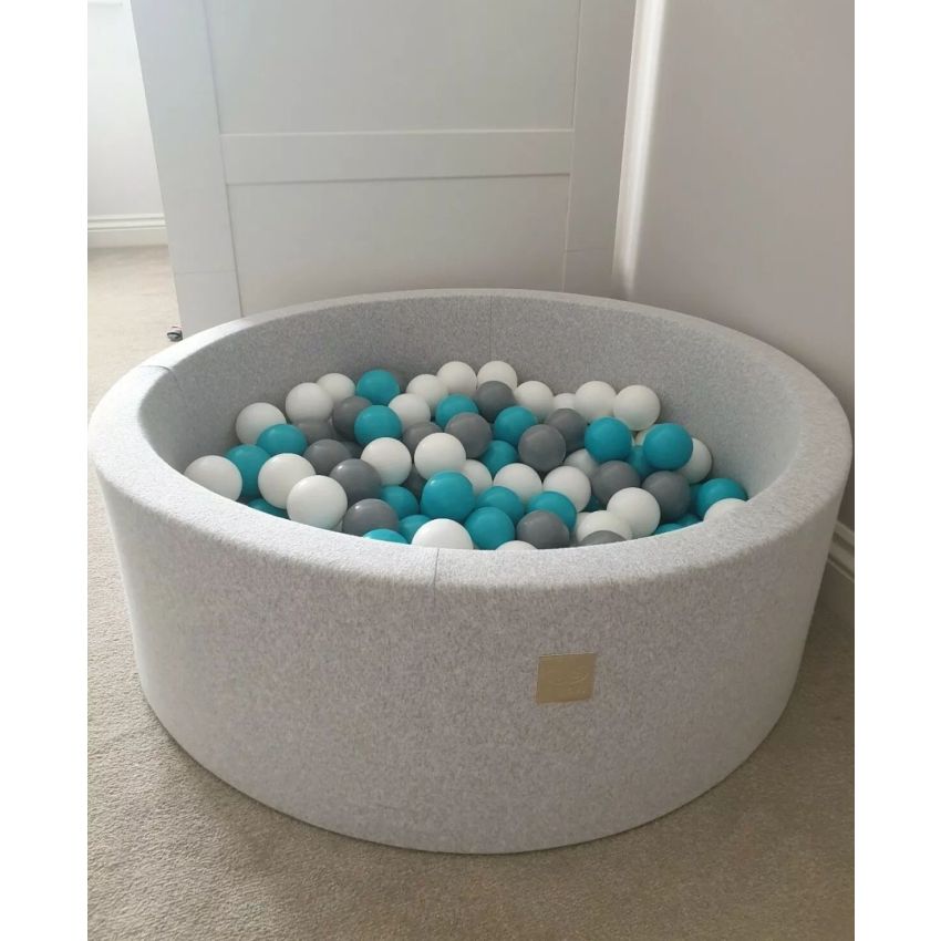 MeowBaby - Bällebad Hellgrau rund ohne Bälle 90x90x40cm
