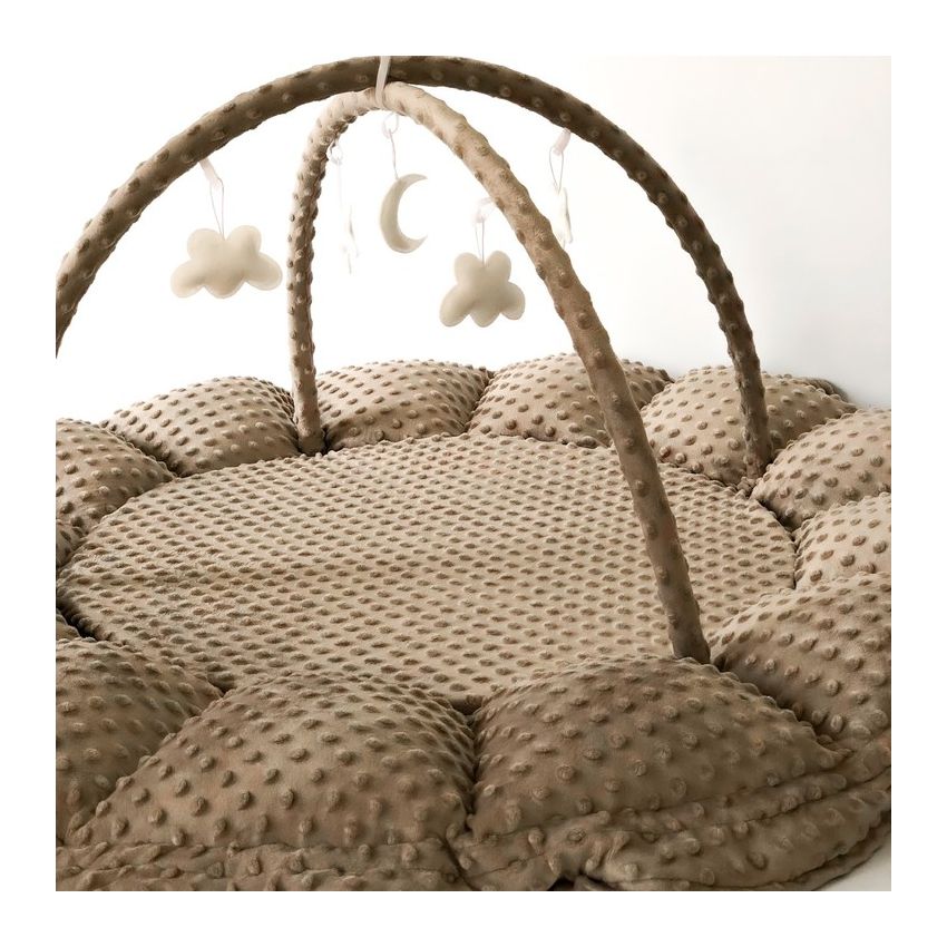 Lilac Sunday - Babyinsel rund 2 in 1 Alicia Minky grau, Spielzeug weiss