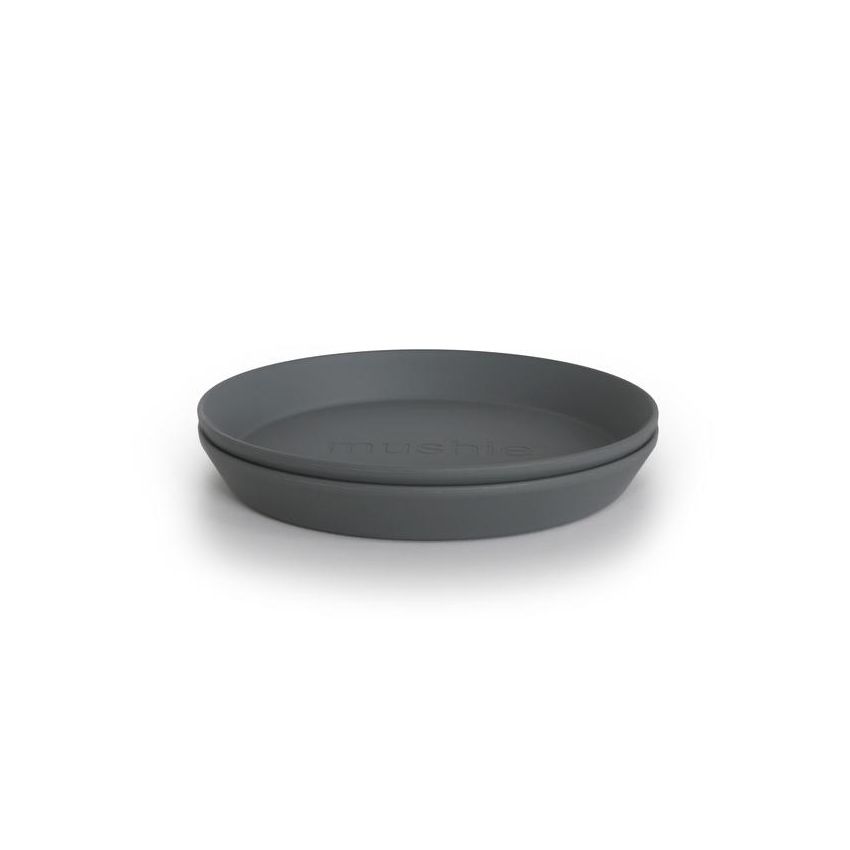 Mushie - 2er Set Teller rund Smoke