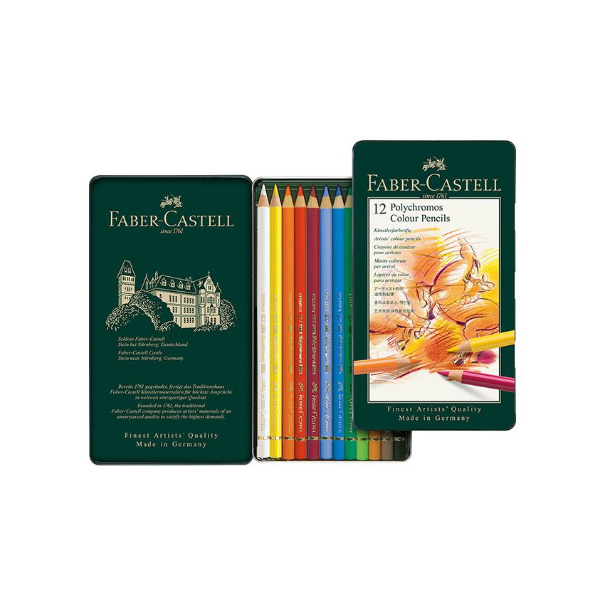 Faber-Castell - Farbstifte 12er Set Polychromos Metalletui