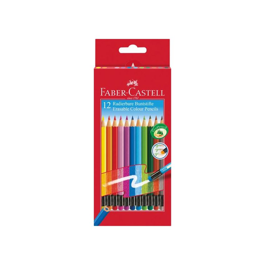 Faber-Castell - Radierbare Buntstifte 12er Set