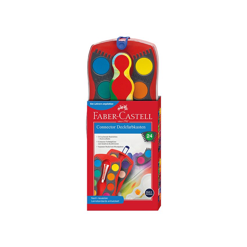 Faber-Castell - Connector Deckfarbkasten, rot, 24 Farben