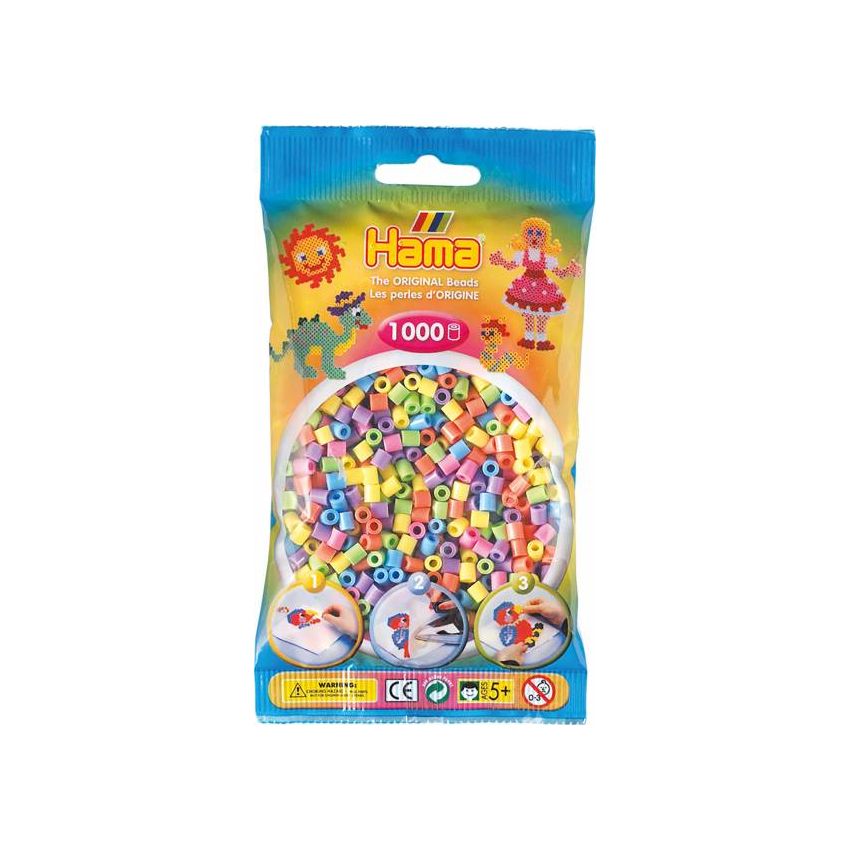 Hama - Midi Bügelperlen pastell gemischt Perlen 1000 Stk