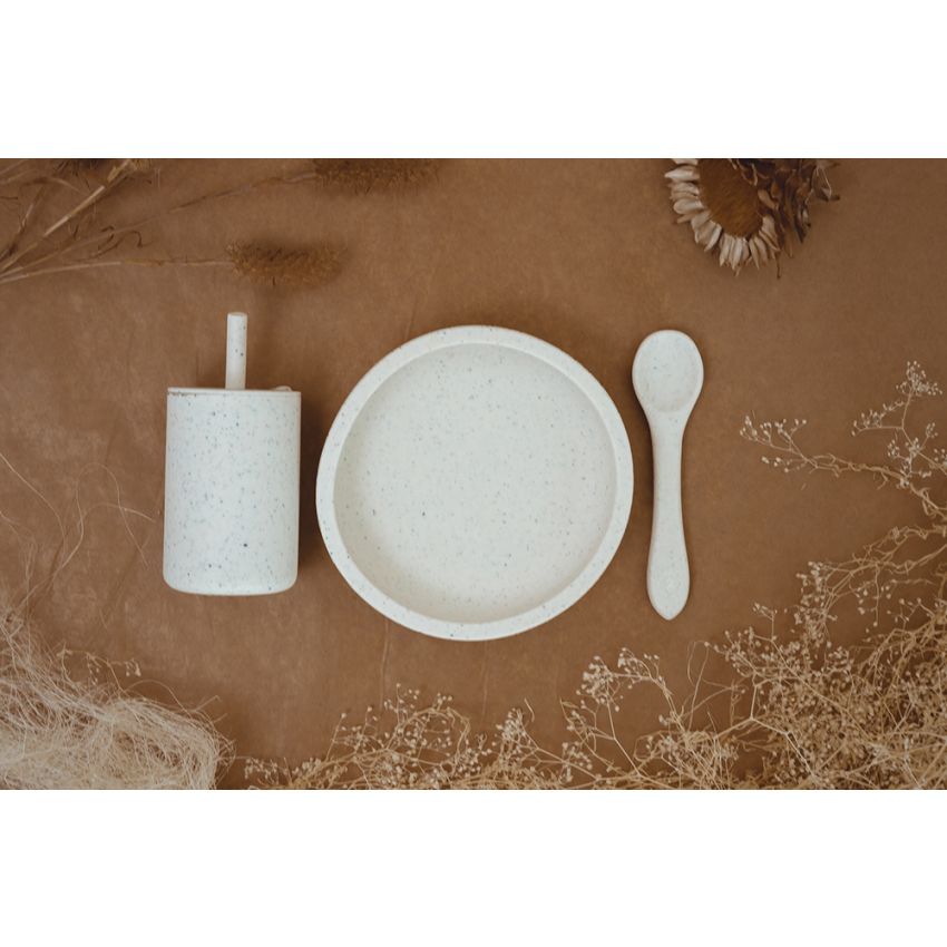 Mrs Ertha - Silikon Saugnapfschale Weiss Speckle