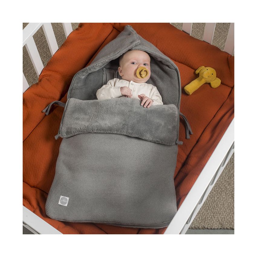 Jollein - Autoschale Fusssack Strickoptik Stone Grey