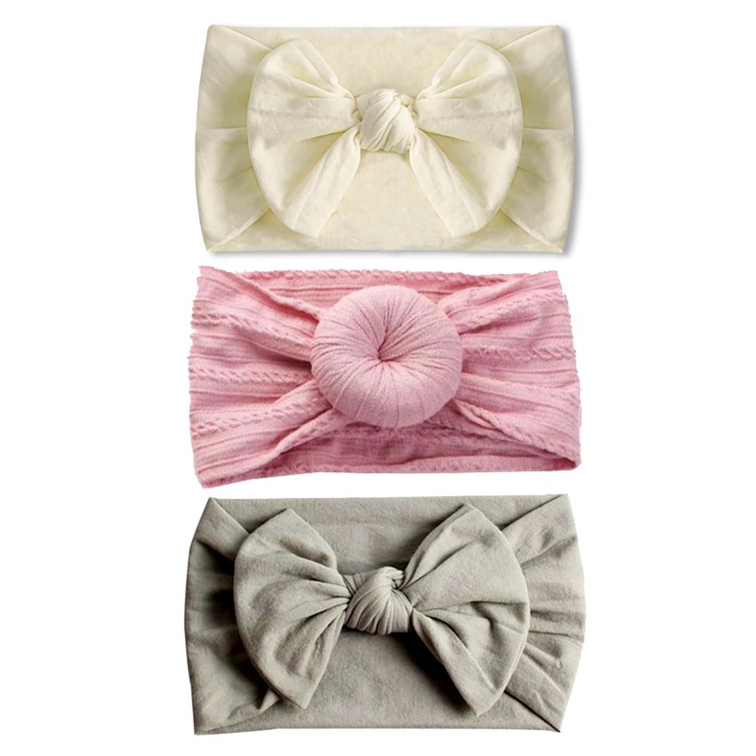 Emerson and Friends - Stirnband Set Pom rosa, Band grau und creme