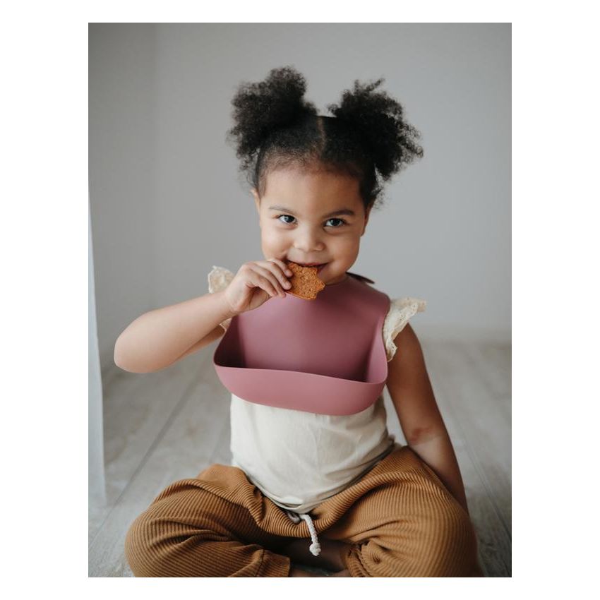 Mushie - Silikon- Lätzchen Powder Blue