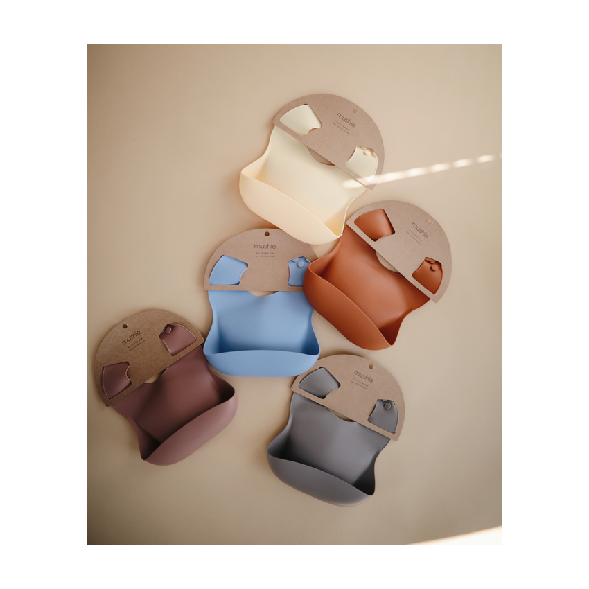 Mushie - Silikon- Lätzchen Powder Blue