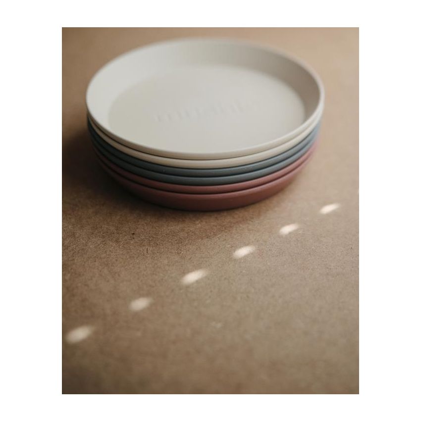 Mushie - 2er Set Teller rund Smoke