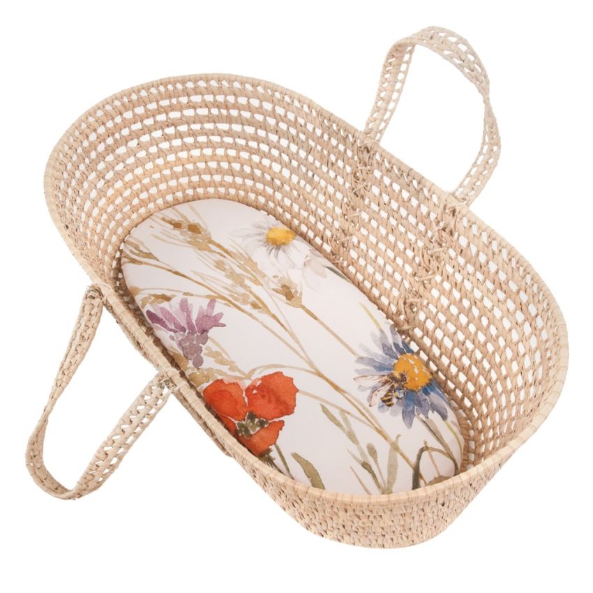 Samiboo - Spanntuch für Wiege / Moseskorb / Kinderwagen Meadow