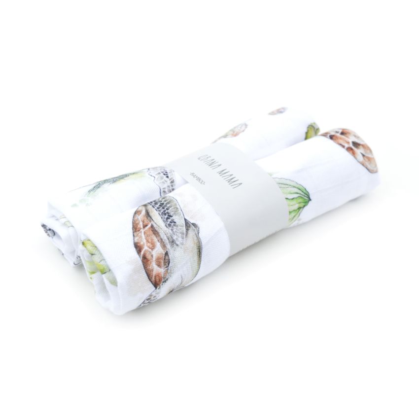 Qbana Mama - Bambus Muslin 2er Set Pazifik Schildkröte