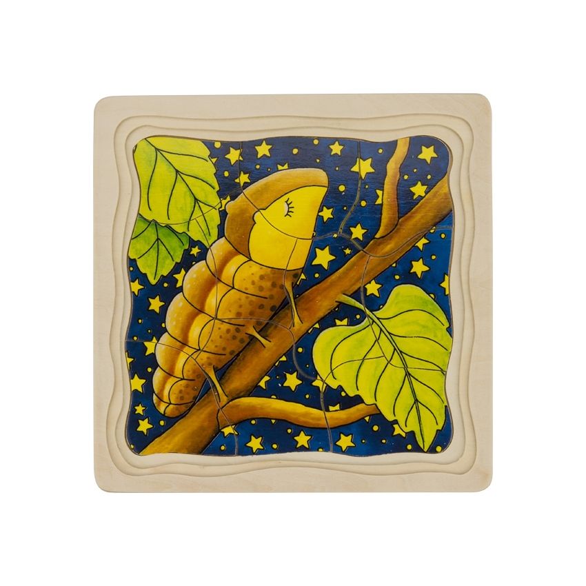 goki - 4 Schichten Puzzle - Von der Raupe zum Schmetterling
