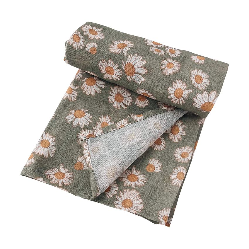The mini scout - Muslin Swaddle Daisy Sage Green