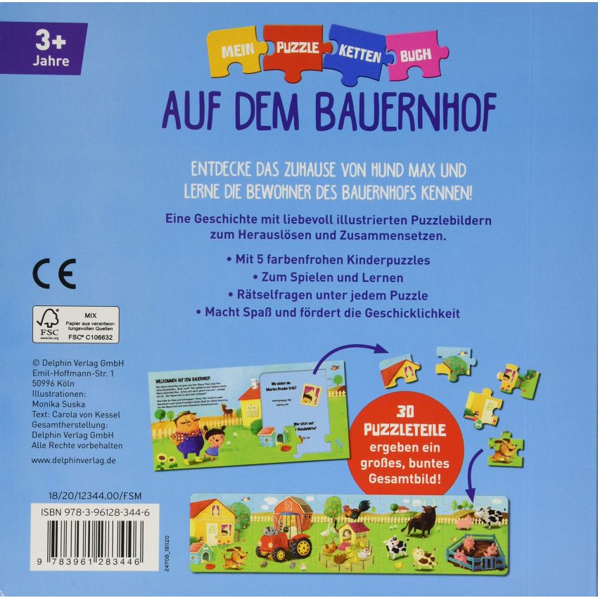 Delphin Verlag - Mein Puzzle-  Buch - Auf dem Bauernhof
