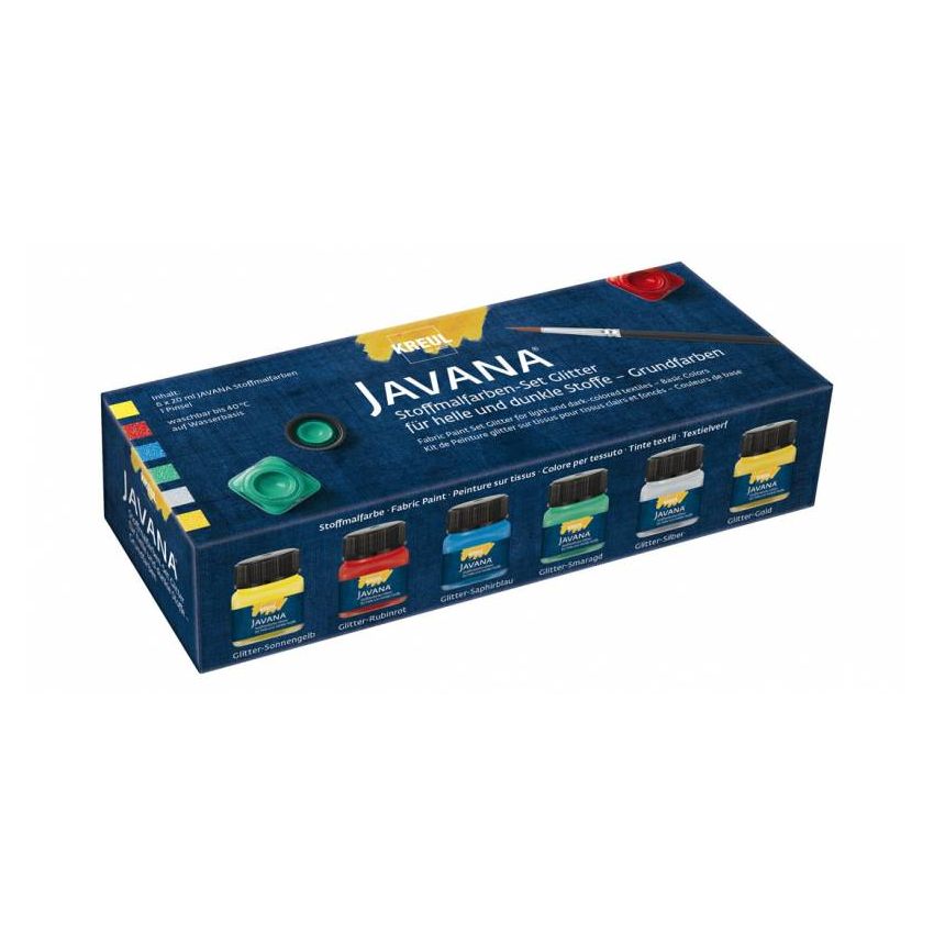 KREUL - Javana Stoffmalfarben Glitter Grundfarben Set 6 x 20 ml