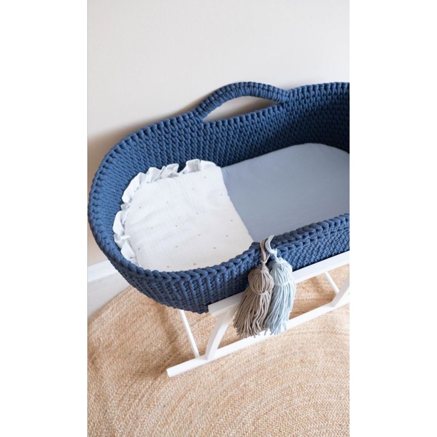 Like Moses - Moseskorb Königsblau mit Kissen und Bettwäsche weiss