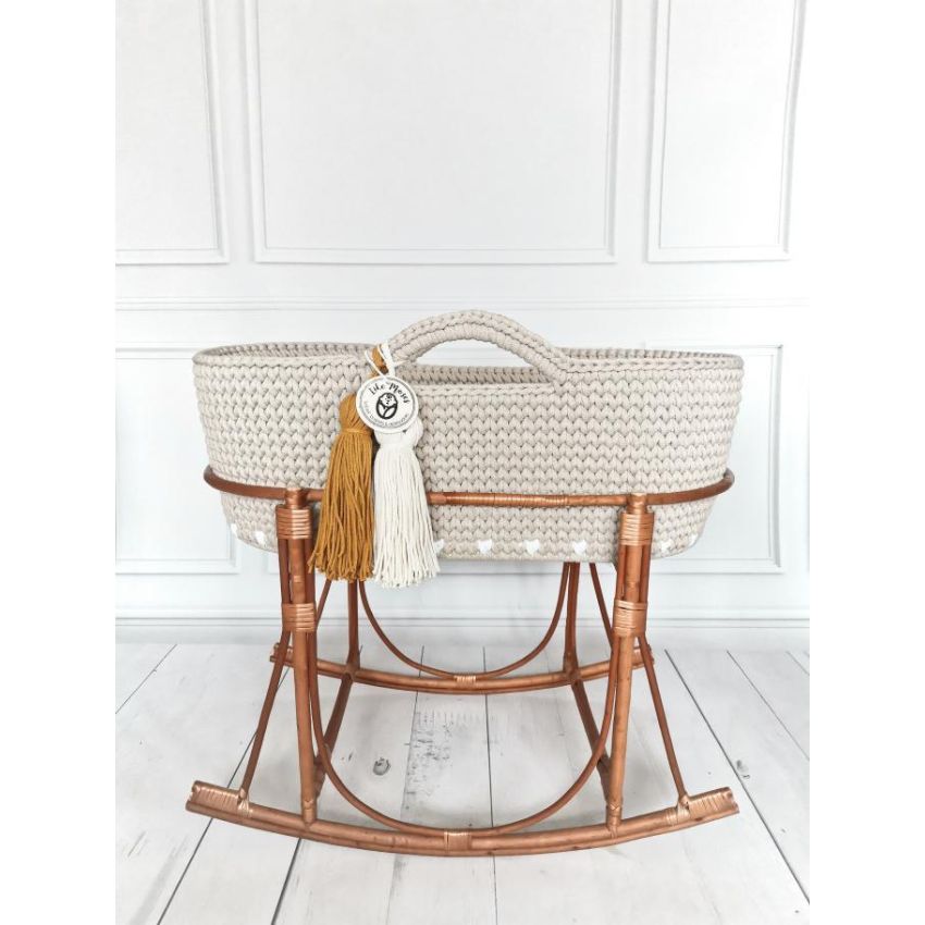 Like Moses - Moseskorb Beige mit Kissen und Bettwäsche Mustard