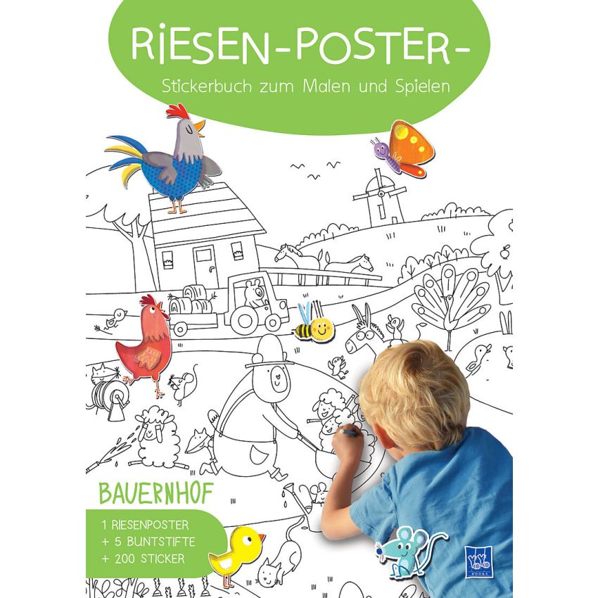 YoYo Books - Riesen-Poster-Stickerbuch zum Malen und Spielen Bauernhof