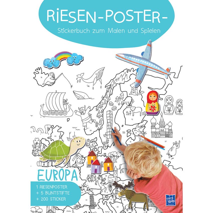 YoYo Books - Riesen-Poster-Stickerbuch zum Malen und Spielen Europa