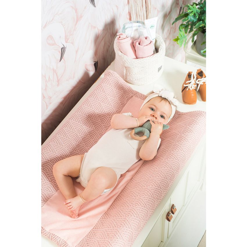 Jollein - Wickelmattenbezug River Strick Pale Pink