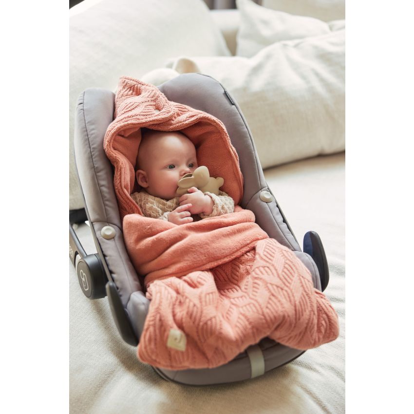 Jollein - Autoschale Fusssack Strickoptik Wellen Rosewood