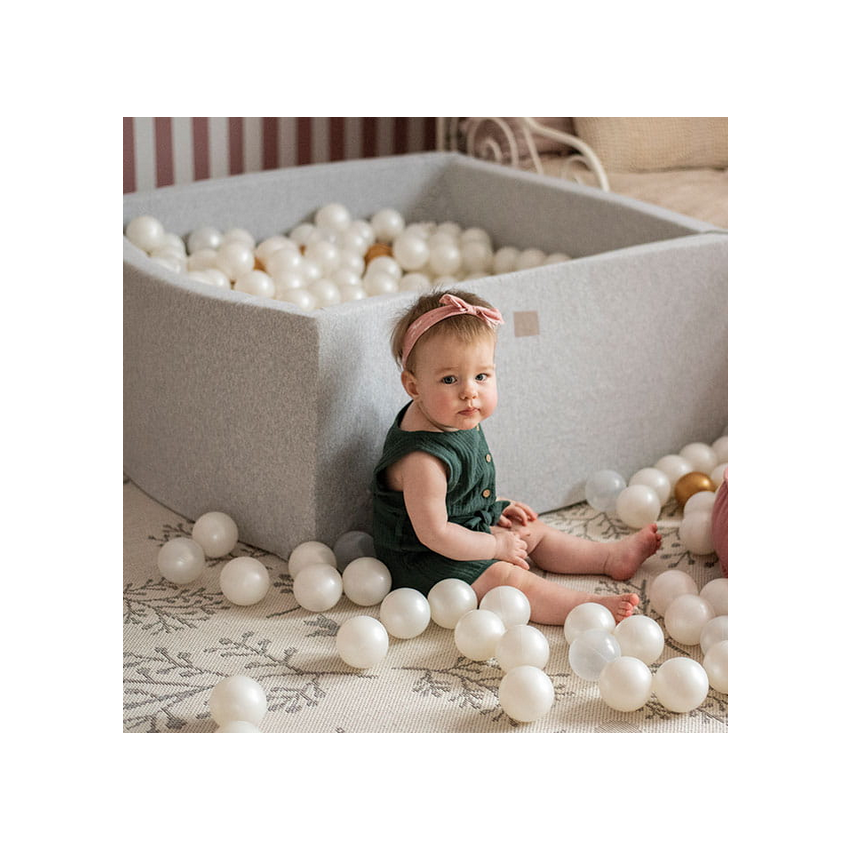 MeowBaby - Bällebad Hellgrau quadratisch ohne Bälle 90x90x40cm