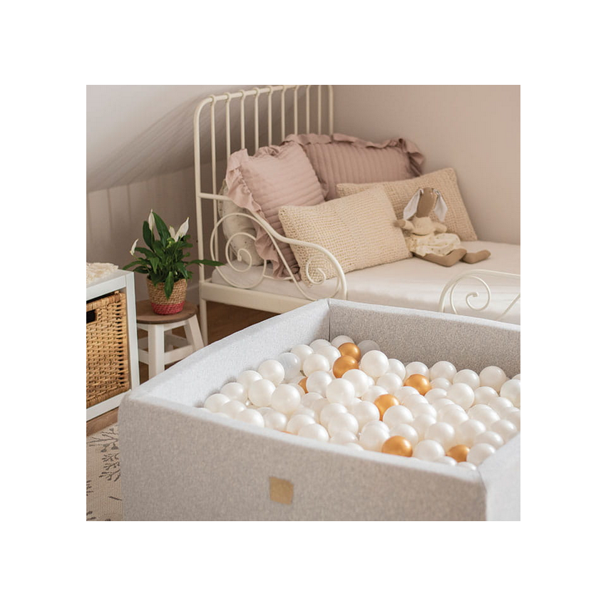 MeowBaby - Bällebad Hellgrau quadratisch ohne Bälle 90x90x40cm