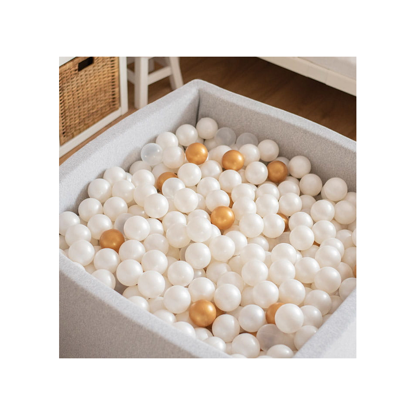 MeowBaby - Bällebad Hellgrau quadratisch ohne Bälle 90x90x40cm