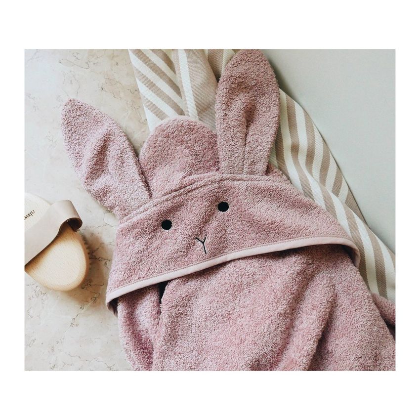 LIEWOOD - Augusta Kapuzen Badetuch Rabbit Rose (Grösse Kleinkind)
